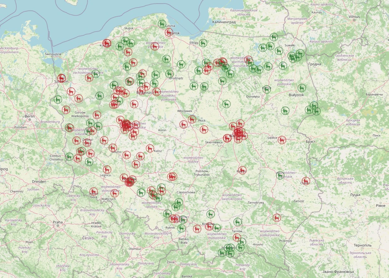 Mapa biur polowań