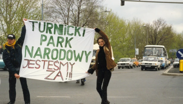 Manifestacja zwolenników utworzenia Turnickiego Parku Narodowego. Przemyśl, 16 kwietnia 1998