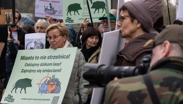 protest w obronie dzików, Warszawa 2026 r.