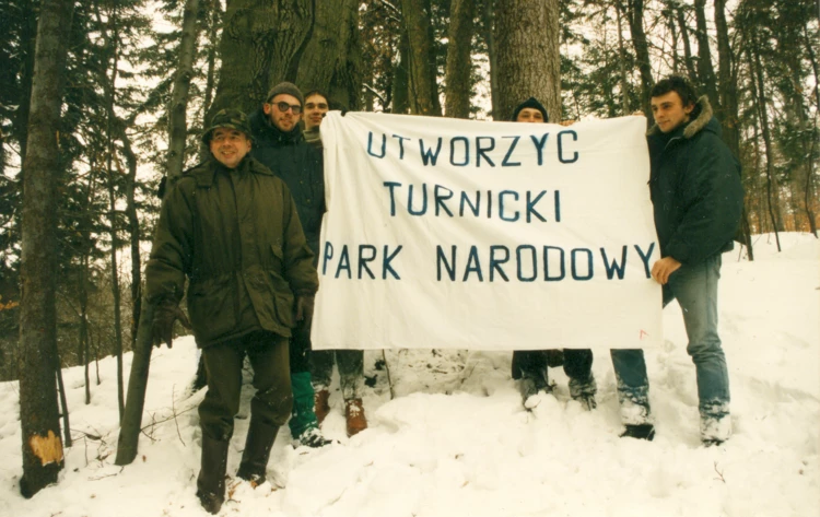 Pogórze Przemyskie – spotkanie z leśnikami na terenie projektowanego parku narodowego. Luty 1996....