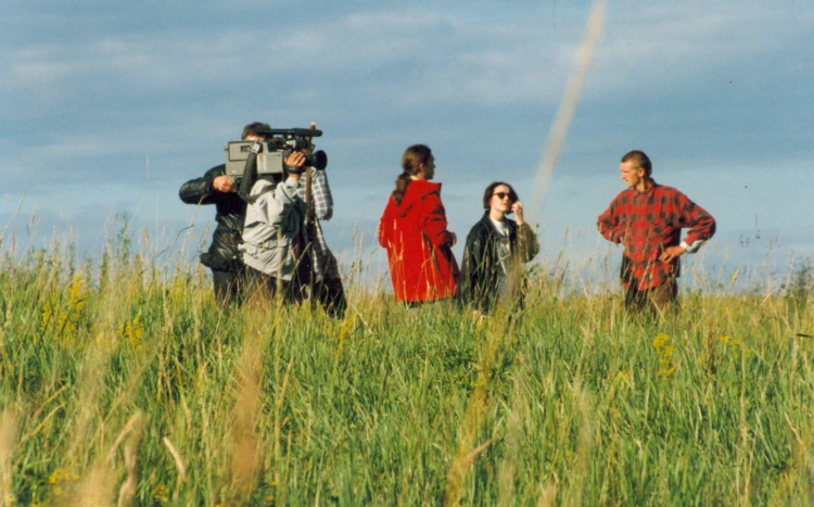 Podczas realizacji programu dla TV Rzeszów na łąkach nieopodal Arłamowa. Lipiec 1996