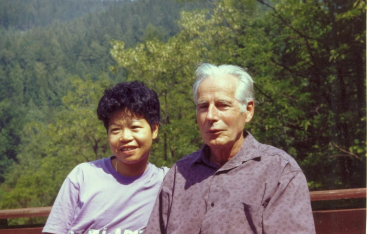 Arne Naess z żoną Kit Fai ośrodek Pracowni Dolina Wapienicy, czerwiec 1992